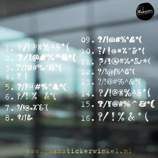 Raamsticker symbolen