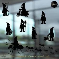 Raamsticker kabouters gnome dwerg herbruikbaar fantasie