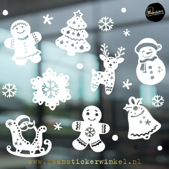 Raamsticker kerst christmas cookies kerst koekjes wit