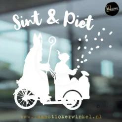 Raamsticker bakfiets Sint en Piet Sintklaas raamdeco feestdagen