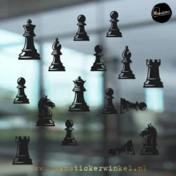 Raamsticker Schaakspel zwart