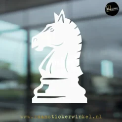 Raamsticker schaakstuk paard wit