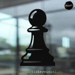 Raamsticker schaakstuk pion zwart
