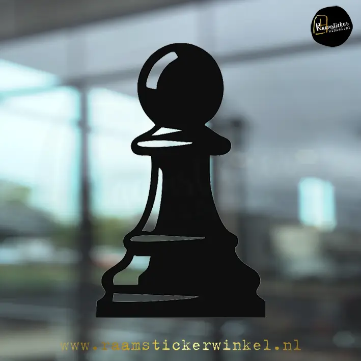 Raamsticker schaakstuk pion zwart