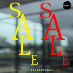 Raamsticker Etalage SALE Dansende verticaal geel rood